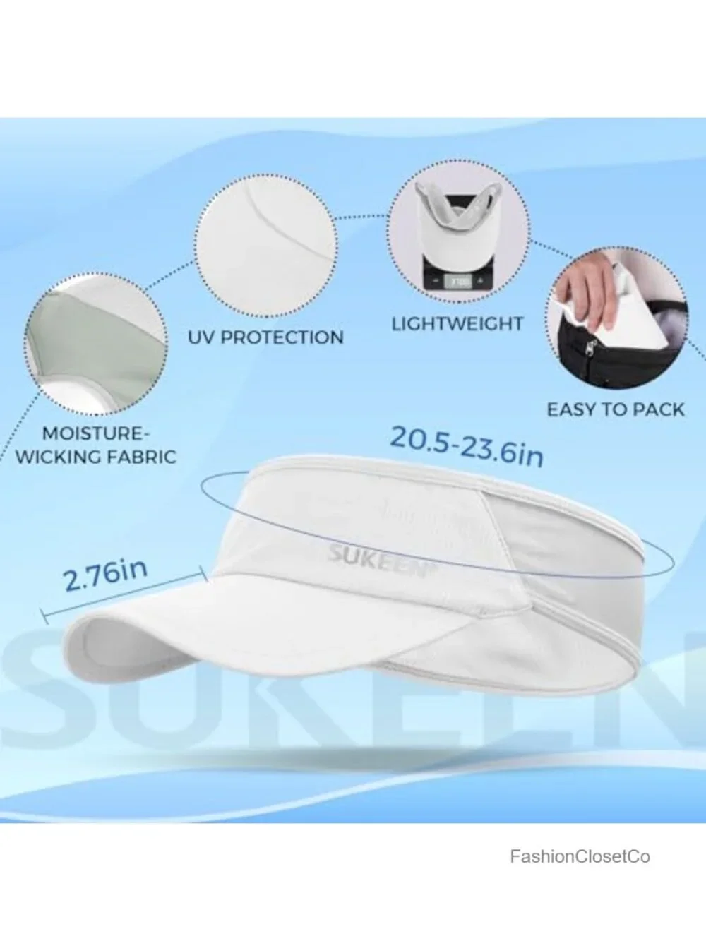 Sports Sun Visor Lightweight Packable Cooling Stretch Visor Hat Running Tennis